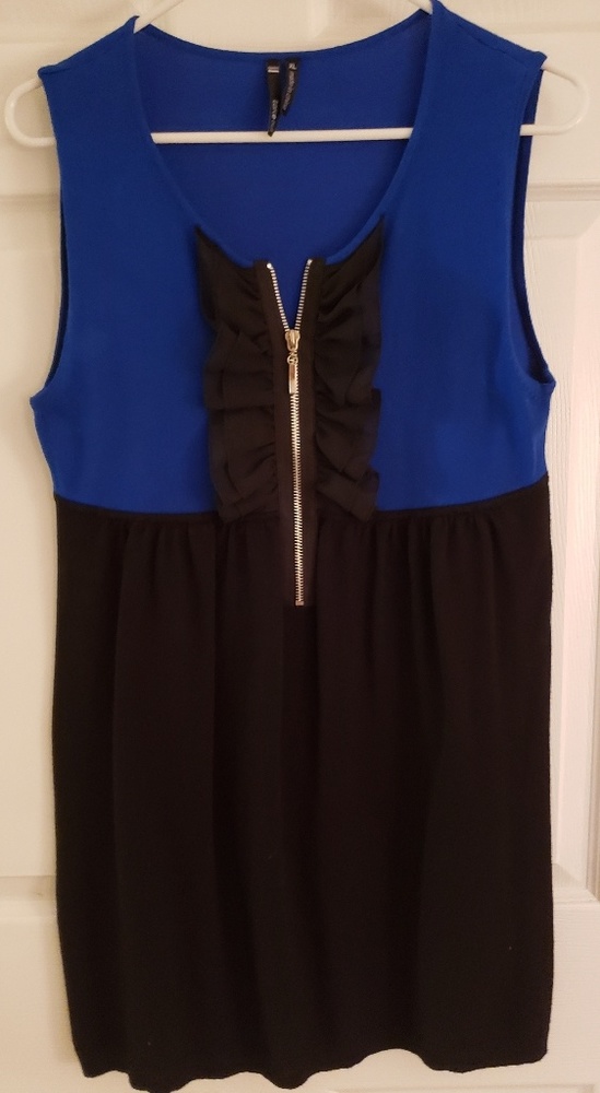 Take Out Royal Blue/black dress w ruffle/zipper